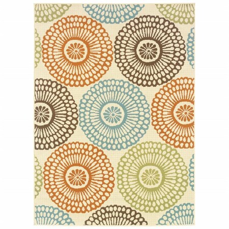 Palacedesigns 3 x 5 ft. Beige & Blue Medallion Indoor & Outdoor Area Rug PA2627744